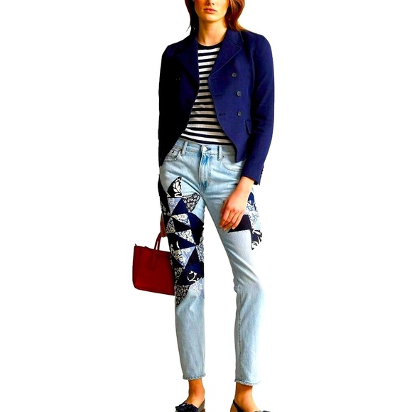 NWT POLO RALPH LAUREN LTD ED Avery Patchwork Boyfriend Blue Jeans 27 MSRP $298 - Picture 1 of 11